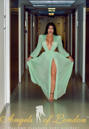London escort Lavella in green dress