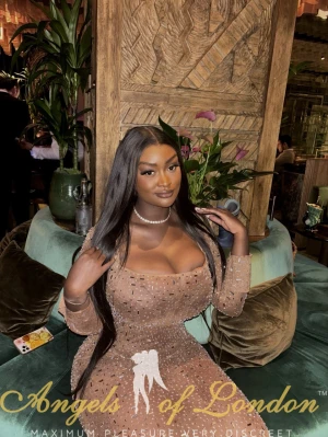 black London escort Salba in elegant dress