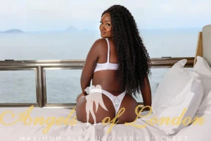 black London escort Salba in white thong