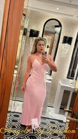 London Escort Kalina in pink dress