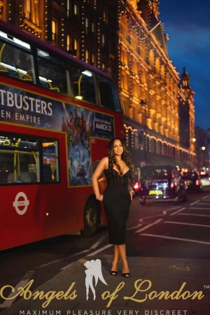 London escort Kuraga near tour bus